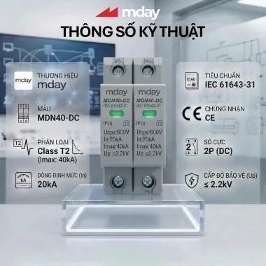 CHỐNG SÉT LAN TRUYỀN DC (SPD-600V-2P) - Hãng MDAY