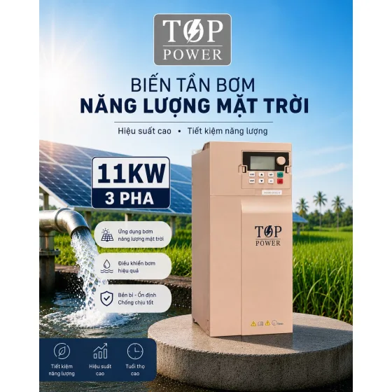 (11KW 3 PHA) BIẾN TẦN BƠM NƯỚC NĂNG LƯỢNG MẶT TRỜI TOP POWER