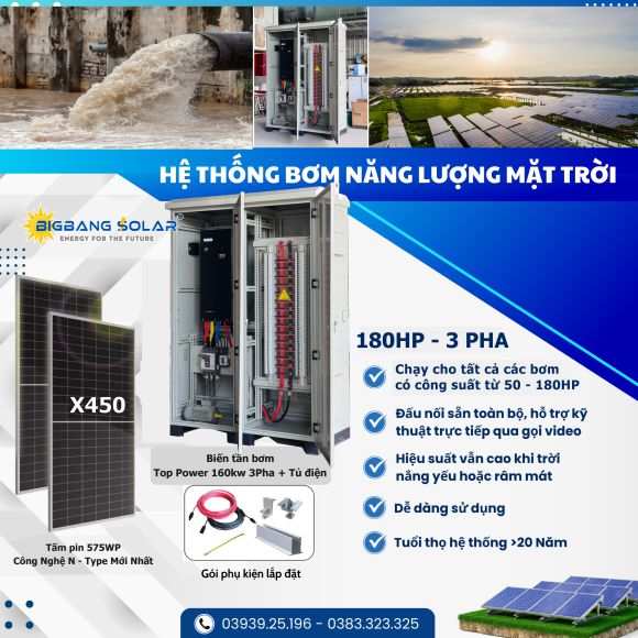 Hệ Thống Bơm Năng Lượng Mặt Trời Khủng Công Suất 160kw 3 Pha